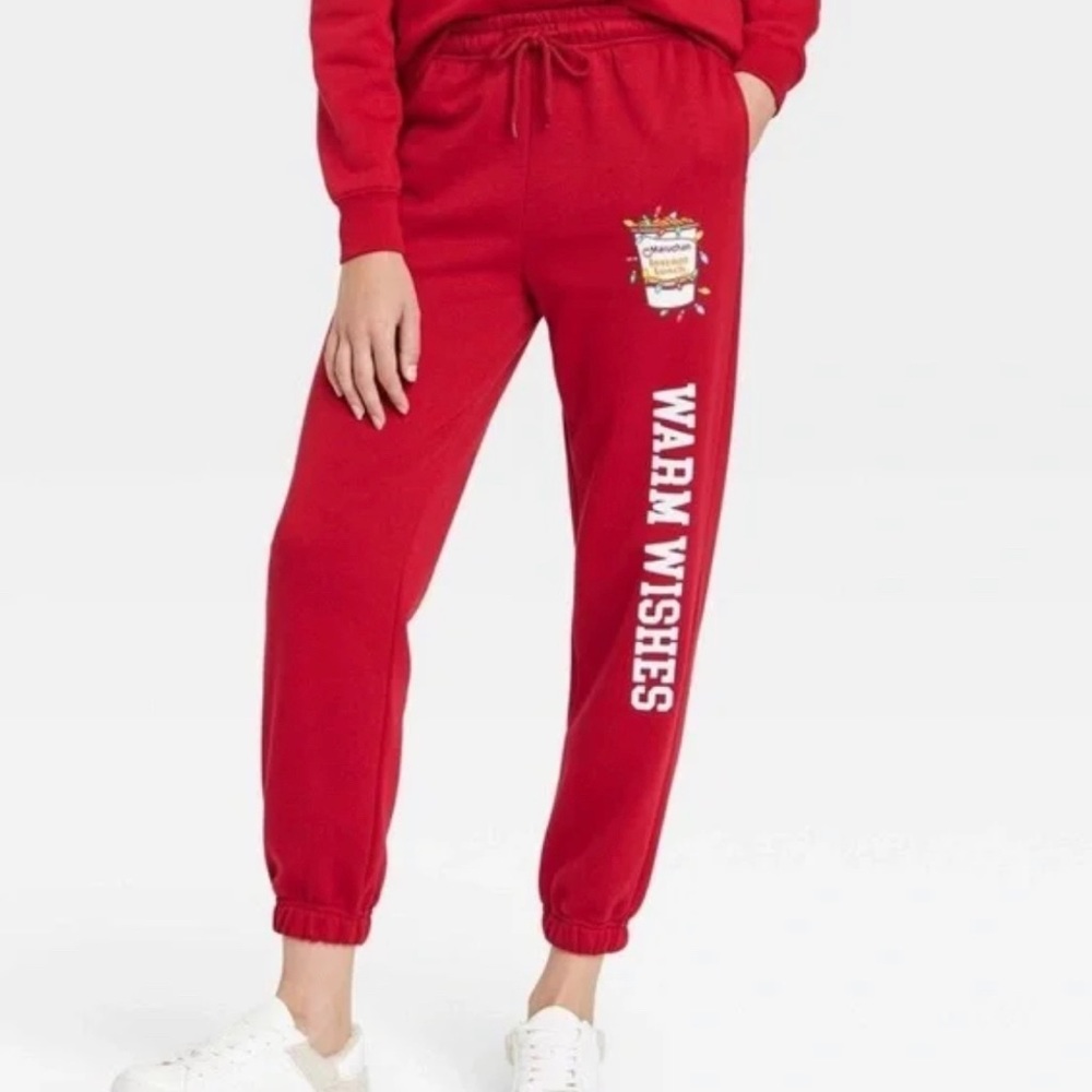 NWT Maruchan Womens Red Warm‎ Wishes Jogger Sweatpants Size